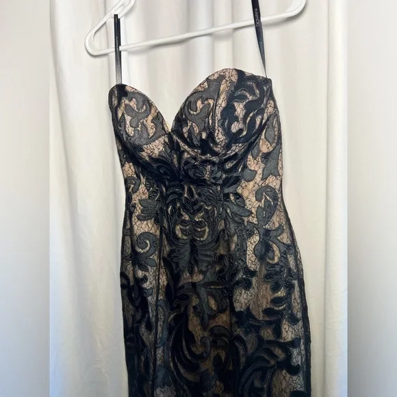 JOVANI Black and Tan Strapless Mermaid Gown | 6 - Picture 10 of 16